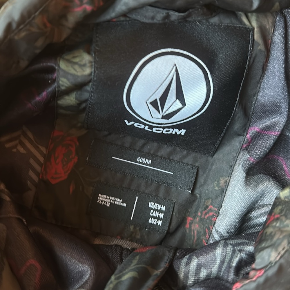 Volcom Casco Down Puff Packable Jacket Black Flor… - image 4